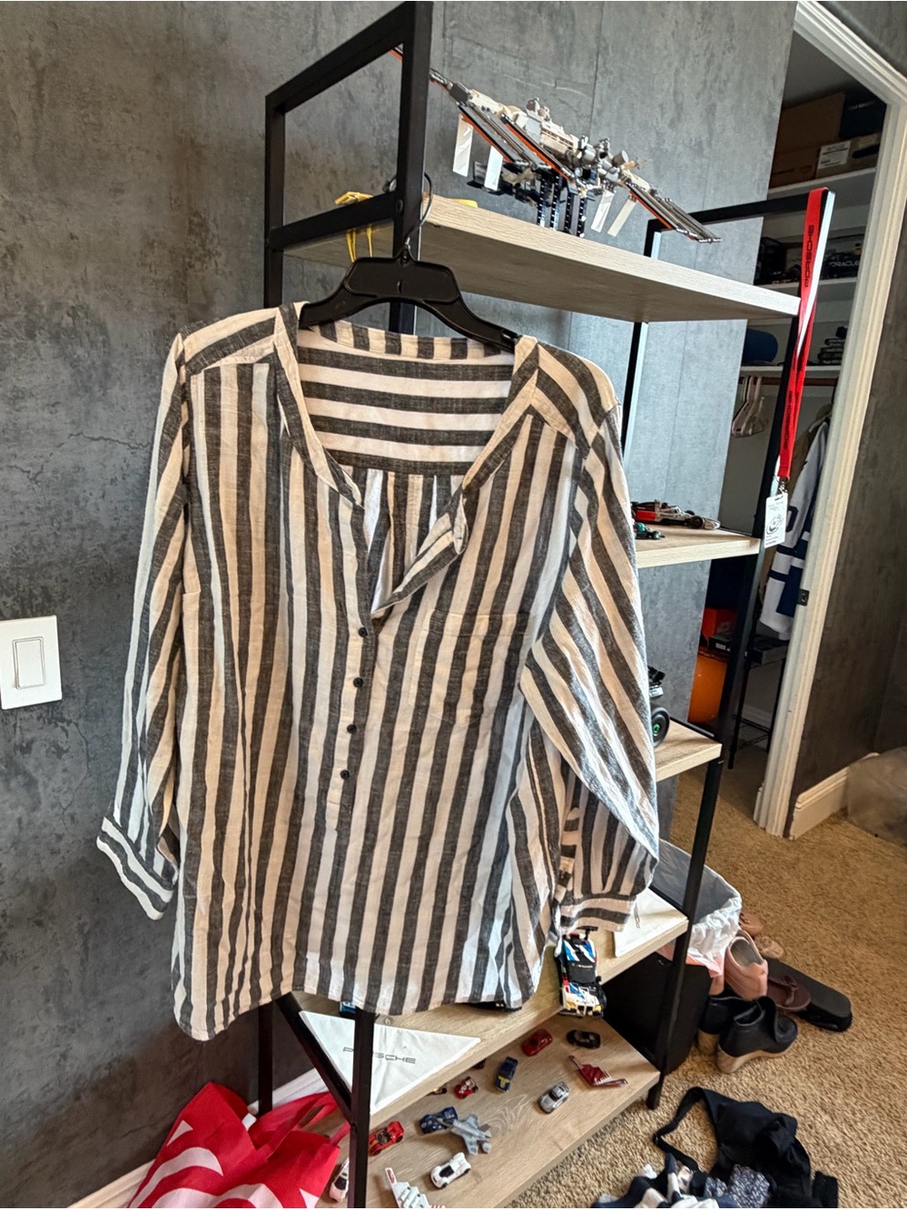 Lucky Brand Black and White Striped Blouse